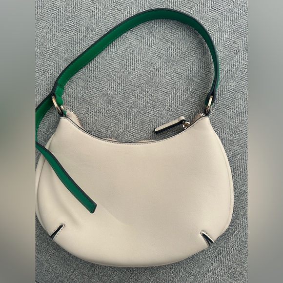 Mango Handbags - Mango Cream Shoulder Bag with Green Strap